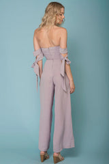 Kyndall Off The Shoulder Tube Top Jumpsuit Grey