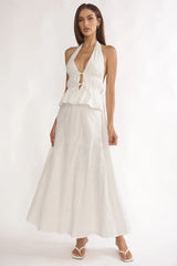 Under The Moons A-Line Maxi Skirt White