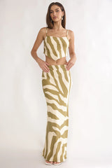 Blythe Maxi Skirt Zebra Khaki