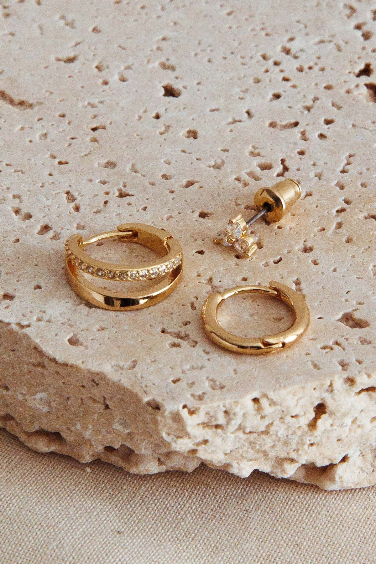 Sedona Crystal Accent Earrings Set Gold