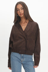 Rampage Faux Suede Blouson Jacket Chocolate