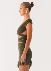 Ivy Whisper Mini Dress - Khaki