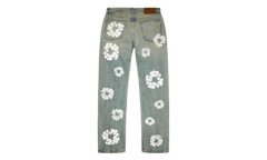 Straight Cotton Wreath Denim Pant Dirty Wash "Blue" DT600