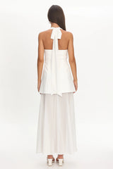 Opulent Halterneck Layered Maxi Dress White
