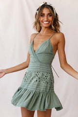 Bianca Fluted Hem Tie-Back Dress Olive