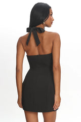 Elisabet Halter Neck Mini Dress Black