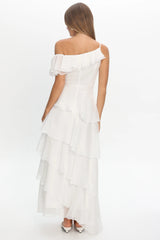 Elizaveta One-Shoulder Tiered Maxi Dress Ivory
