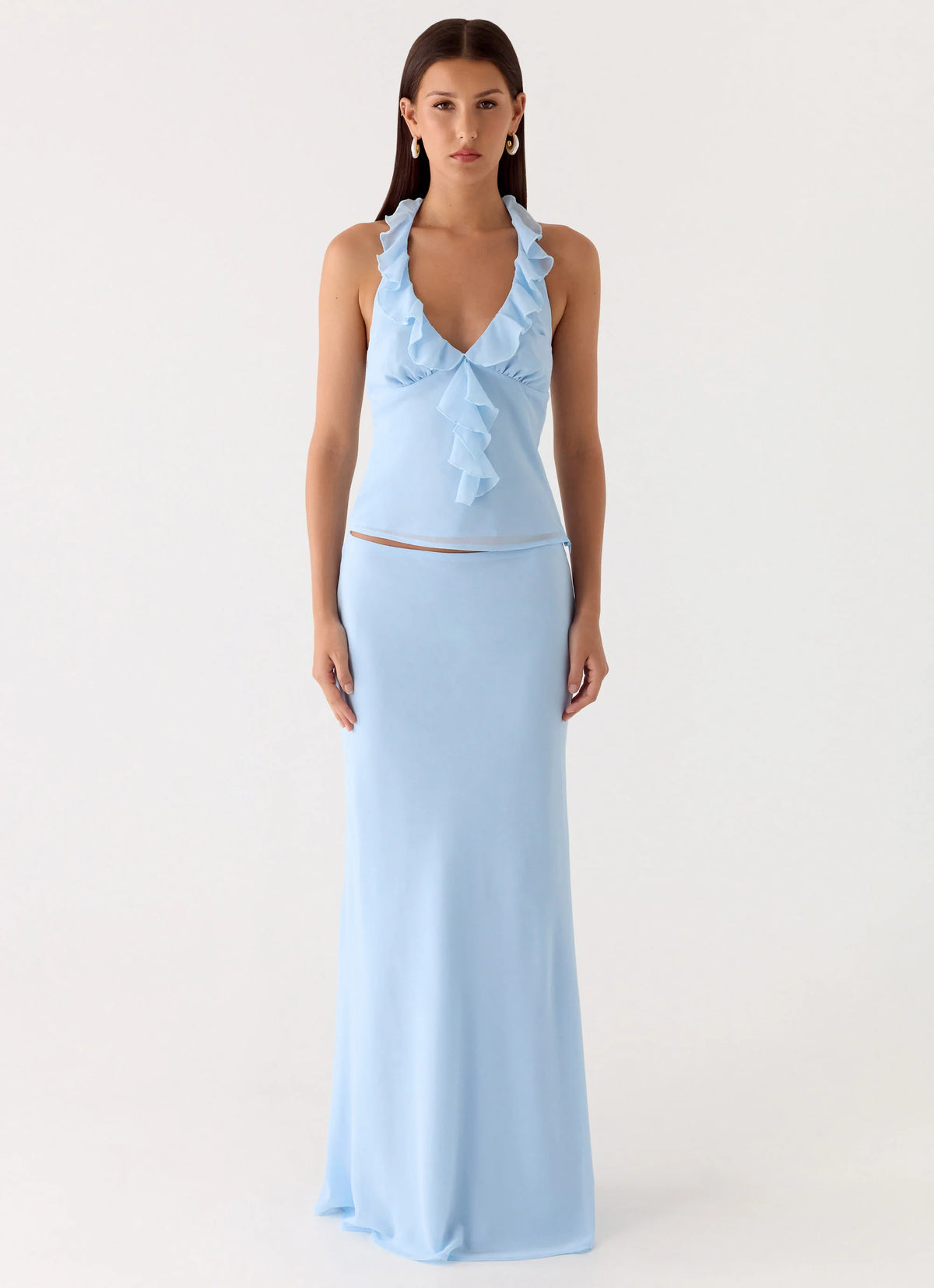 Star Girl Chiffon Maxi Skirt - Blue