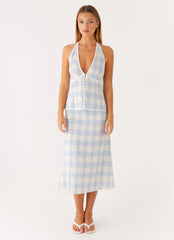 Esther Top - Blue Check Seersucker