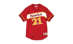 NBA Dominique Wilkins Name & Number Mesh Crewneck Shirt "Atlanta Hawks - Red" BA8X4G AHA R KUP