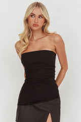 Gislynn Strapless Asymmetric Hem Top Black