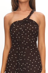 Honeydew Back Knot Maxi Dress Polka Dot Chocolate