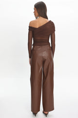 Fair Play Faux Leather Pants Coffee