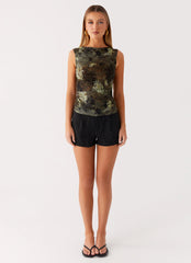 Lux Tank Top - Cyber Floral