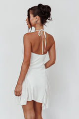 Sidonie Halterneck Godet Hem Mini Dress White