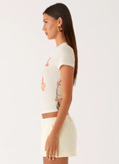 Late Night Mesh Baby Tee - Siena Floral