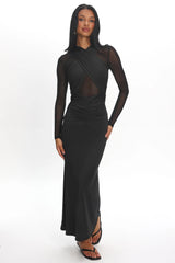 Esther Sheer Waist Maxi Dress Black