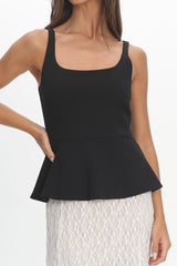 Kairah Peplum Lace Hem Maxi Dress Black