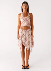Fit Check Midi Skirt - Pink Check