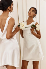 Casablanca Night Cowl Mini Dress White