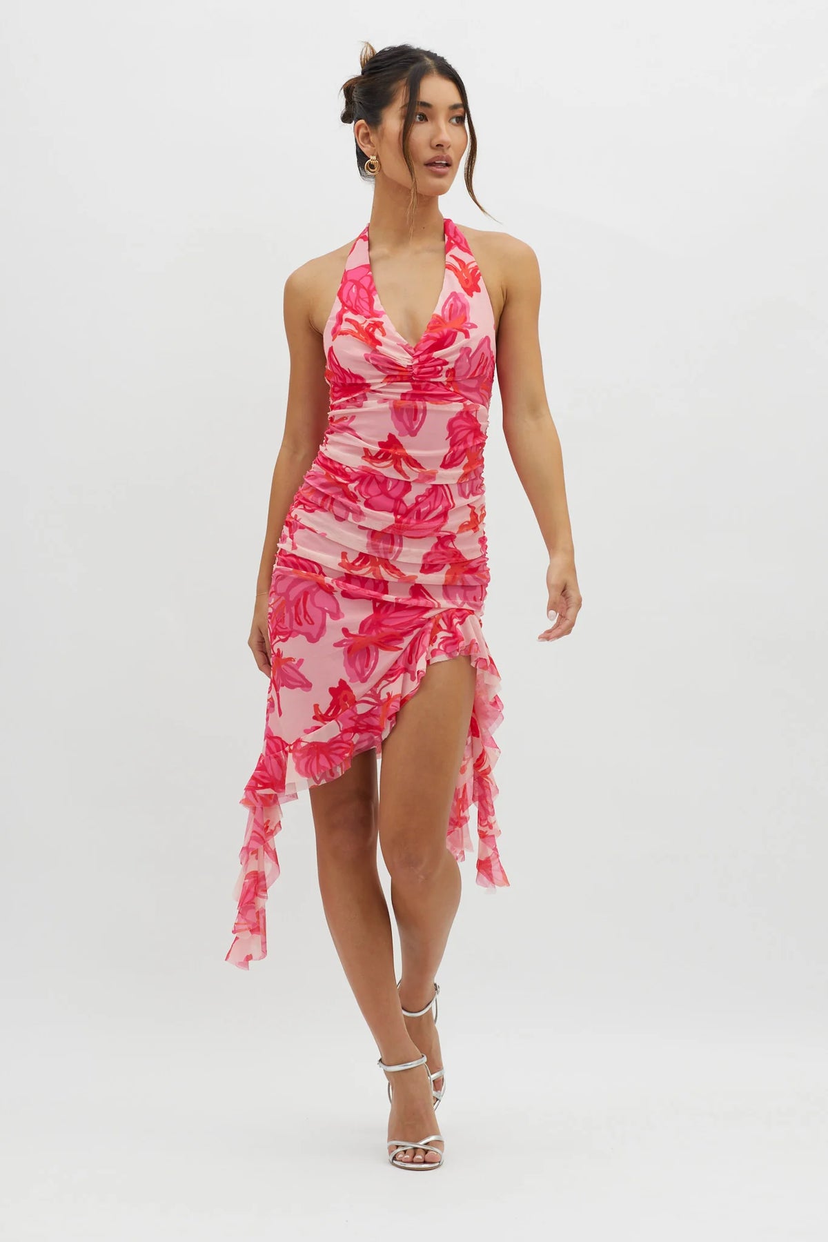 Get It Started Halterneck Ruffle Mini Dress Red