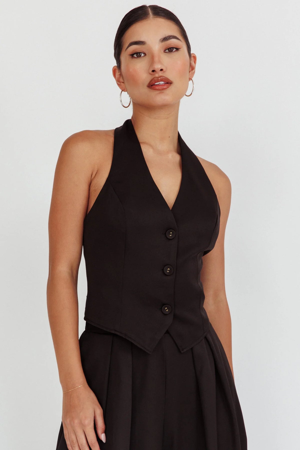 Tammi Halter Vest Top Black