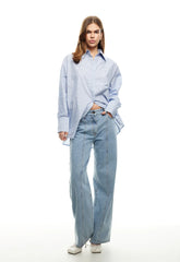 LIONESS Boyfriend Shirt Blue