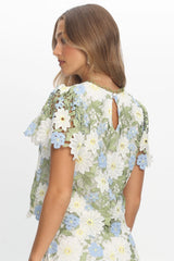 Heatwave Embroidered Top Floral Green