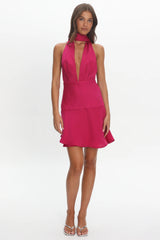Tanya Halterneck Mini Dress Hot Pink